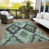 Piper Looms Chantille Aztec ACN1894 Green Machine Washable Area Rug Outdoor Lifestyle Image Feature