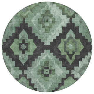 Piper Looms Chantille Aztec ACN1894 Green Machine Washable Area Rug Round Main Image