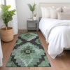 Piper Looms Chantille Aztec ACN1894 Green Machine Washable Area Rug Runner Lifestyle Image Feature
