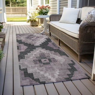 Piper Looms Chantille Aztec ACN1894 Lavender Machine Washable Area Rug Runner Outdoor Lifestyle Image Feature