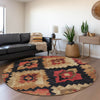 Piper Looms Chantille Aztec ACN1894 Rust Machine Washable Area Rug Round Lifestyle Image Feature