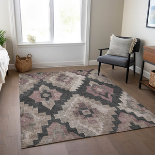 Piper Looms Chantille Aztec ACN1894 Taupe Machine Washable Area Rug Lifestyle Image Feature