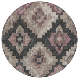 Piper Looms Chantille Aztec ACN1894 Taupe Machine Washable Area Rug Round Main Image