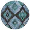 Piper Looms Chantille Aztec ACN1894 Teal Machine Washable Area Rug Round Main Image
