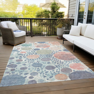 Piper Looms Chantille Geometric ACN1895 Denim Machine Washable Area Rug Outdoor Lifestyle Image Feature