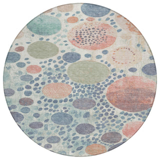 Piper Looms Chantille Geometric ACN1895 Denim Machine Washable Area Rug Round Main Image