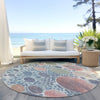 Piper Looms Chantille Geometric ACN1895 Denim Machine Washable Area Rug Round Outdoor Lifestyle Image Feature