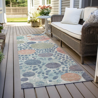 Piper Looms Chantille Geometric ACN1895 Denim Machine Washable Area Rug Runner Outdoor Lifestyle Image Feature