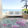 Piper Looms Chantille Geometric ACN1895 Green Machine Washable Area Rug Round Outdoor Lifestyle Image Feature