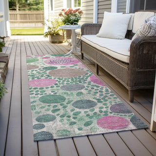 Piper Looms Chantille Geometric ACN1895 Green Machine Washable Area Rug Runner Outdoor Lifestyle Image Feature