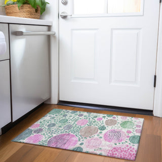 Piper Looms Chantille Geometric ACN1895 Green Machine Washable Area Rug Scatter Lifestyle Image Feature