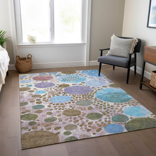 Piper Looms Chantille Geometric ACN1895 Khaki Machine Washable Area Rug Lifestyle Image Feature