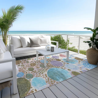 Piper Looms Chantille Geometric ACN1895 Khaki Machine Washable Area Rug Outdoor Lifestyle Image Feature