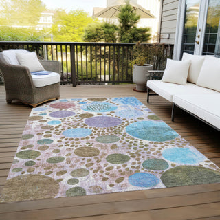 Piper Looms Chantille Geometric ACN1895 Khaki Machine Washable Area Rug Outdoor Lifestyle Image Feature