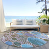Piper Looms Chantille Geometric ACN1895 Khaki Machine Washable Area Rug Round Outdoor Lifestyle Image Feature