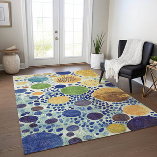Piper Looms Chantille Geometric ACN1895 Navy Machine Washable Area Rug Lifestyle Image Feature
