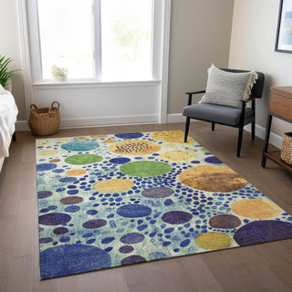 Piper Looms Chantille Geometric ACN1895 Navy Machine Washable Area Rug Lifestyle Image Feature