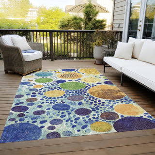Piper Looms Chantille Geometric ACN1895 Navy Machine Washable Area Rug Outdoor Lifestyle Image Feature