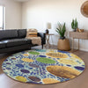 Piper Looms Chantille Geometric ACN1895 Navy Machine Washable Area Rug Round Lifestyle Image Feature