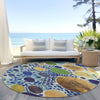 Piper Looms Chantille Geometric ACN1895 Navy Machine Washable Area Rug Round Outdoor Lifestyle Image Feature