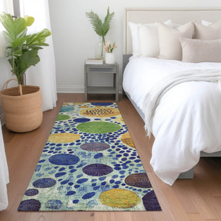 Piper Looms Chantille Geometric ACN1895 Navy Machine Washable Area Rug Runner Lifestyle Image Feature