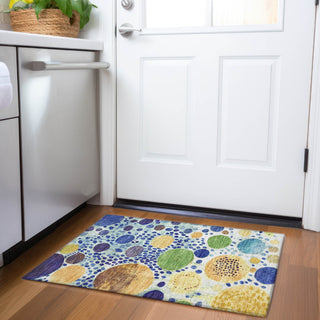 Piper Looms Chantille Geometric ACN1895 Navy Machine Washable Area Rug Scatter Lifestyle Image Feature