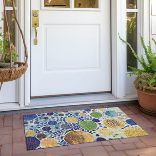 Piper Looms Chantille Geometric ACN1895 Navy Machine Washable Area Rug Scatter Outdoor Lifestyle Image Feature