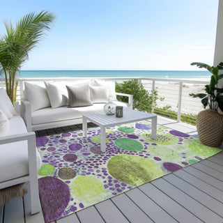 Piper Looms Chantille Geometric ACN1895 Purple Machine Washable Area Rug Outdoor Lifestyle Image Feature