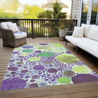 Piper Looms Chantille Geometric ACN1895 Purple Machine Washable Area Rug Outdoor Lifestyle Image Feature