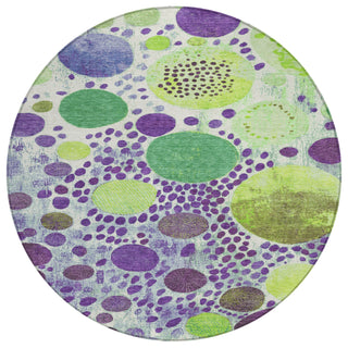 Piper Looms Chantille Geometric ACN1895 Purple Machine Washable Area Rug Round Main Image