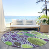 Piper Looms Chantille Geometric ACN1895 Purple Machine Washable Area Rug Round Outdoor Lifestyle Image Feature