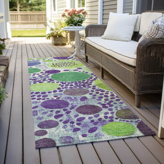 Piper Looms Chantille Geometric ACN1895 Purple Machine Washable Area Rug Runner Outdoor Lifestyle Image Feature