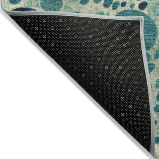 Piper Looms Chantille Geometric ACN1895 Teal Machine Washable Area Rug Backing Image