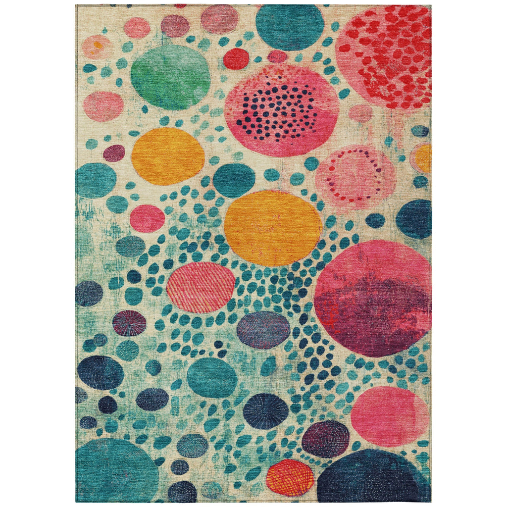 Piper Looms Chantille Geometric ACN1895 Teal Machine Washable Area Rug main image