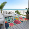 Piper Looms Chantille Geometric ACN1895 Teal Machine Washable Area Rug Outdoor Lifestyle Image Feature