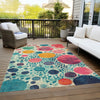 Piper Looms Chantille Geometric ACN1895 Teal Machine Washable Area Rug Outdoor Lifestyle Image Feature