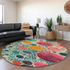 Piper Looms Chantille Geometric ACN1895 Teal Machine Washable Area Rug Round Lifestyle Image Feature