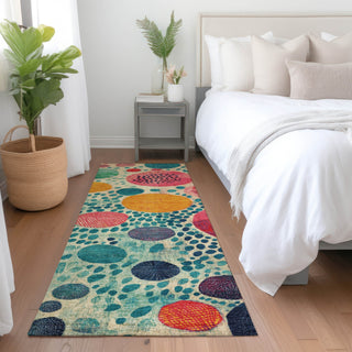 Piper Looms Chantille Geometric ACN1895 Teal Machine Washable Area Rug Runner Lifestyle Image Feature