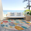 Piper Looms Chantille Geometric ACN1896 Beige Machine Washable Area Rug Round Outdoor Lifestyle Image Feature