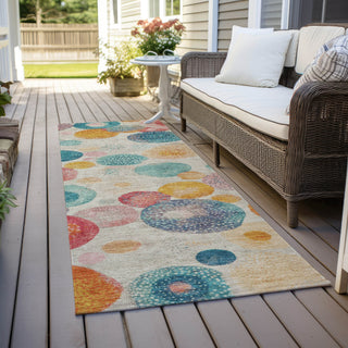 Piper Looms Chantille Geometric ACN1896 Beige Machine Washable Area Rug Runner Outdoor Lifestyle Image Feature