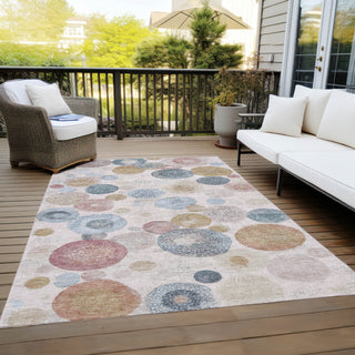 Piper Looms Chantille Geometric ACN1896 Blush Machine Washable Area Rug Outdoor Lifestyle Image Feature