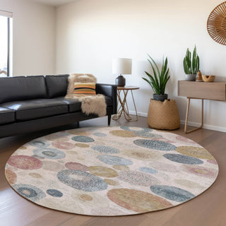 Piper Looms Chantille Geometric ACN1896 Blush Machine Washable Area Rug Round Lifestyle Image Feature