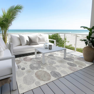 Piper Looms Chantille Geometric ACN1896 Ivory Machine Washable Area Rug Outdoor Lifestyle Image Feature
