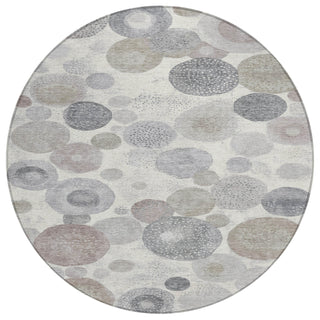 Piper Looms Chantille Geometric ACN1896 Ivory Machine Washable Area Rug Round Main Image