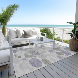 Piper Looms Chantille Geometric ACN1896 Lavender Machine Washable Area Rug Outdoor Lifestyle Image Feature
