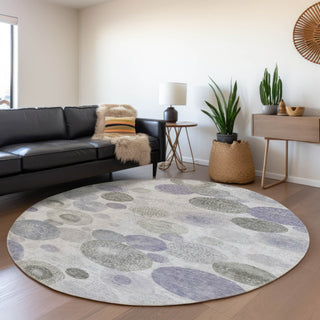 Piper Looms Chantille Geometric ACN1896 Lavender Machine Washable Area Rug Round Lifestyle Image Feature