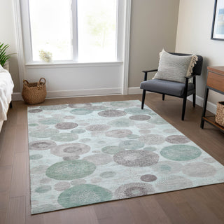 Piper Looms Chantille Geometric ACN1896 Mint Machine Washable Area Rug Lifestyle Image Feature