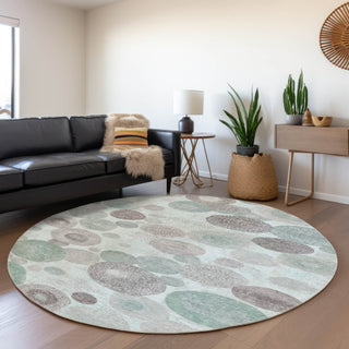 Piper Looms Chantille Geometric ACN1896 Mint Machine Washable Area Rug Round Lifestyle Image Feature