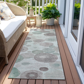 Piper Looms Chantille Geometric ACN1896 Mint Machine Washable Area Rug Runner Outdoor Lifestyle Image Feature