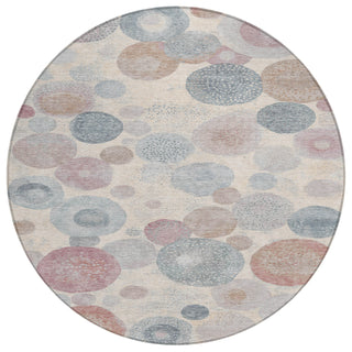 Piper Looms Chantille Geometric ACN1896 Peach Machine Washable Area Rug Round Main Image